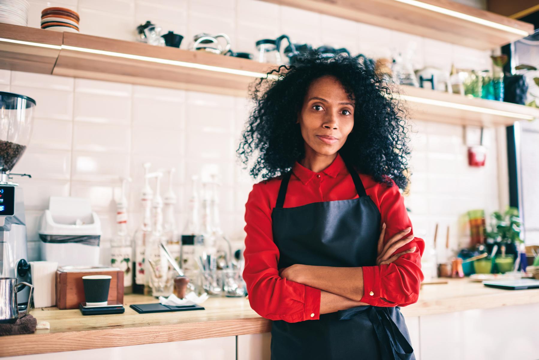 Minority Woman in Commercial Kitchen
