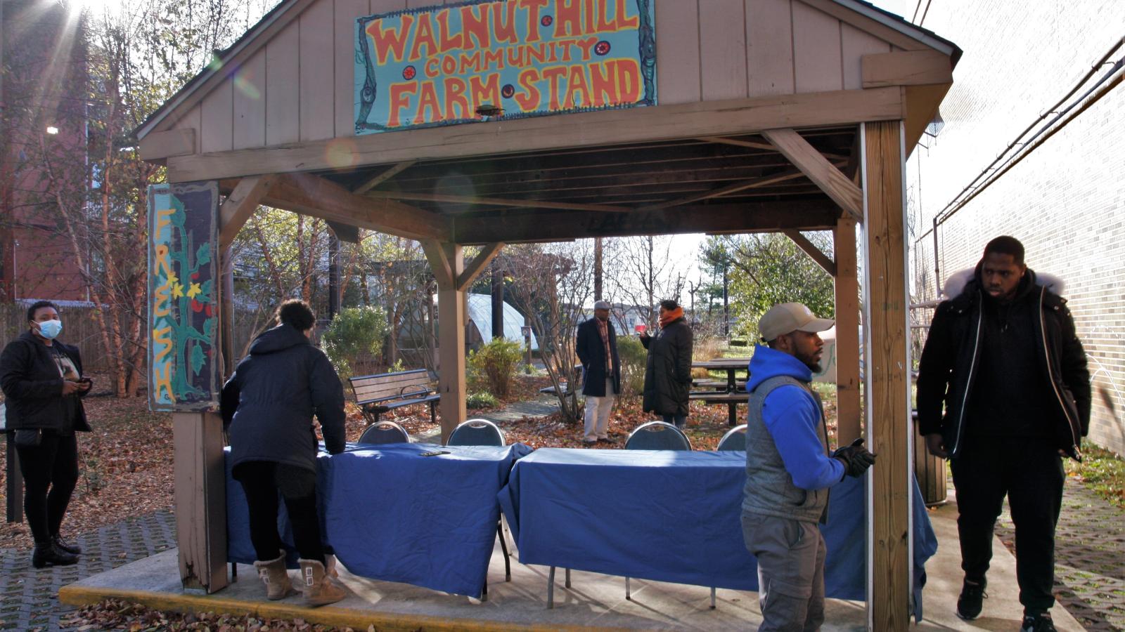 Walnut Hill Community Farm-stand being set up