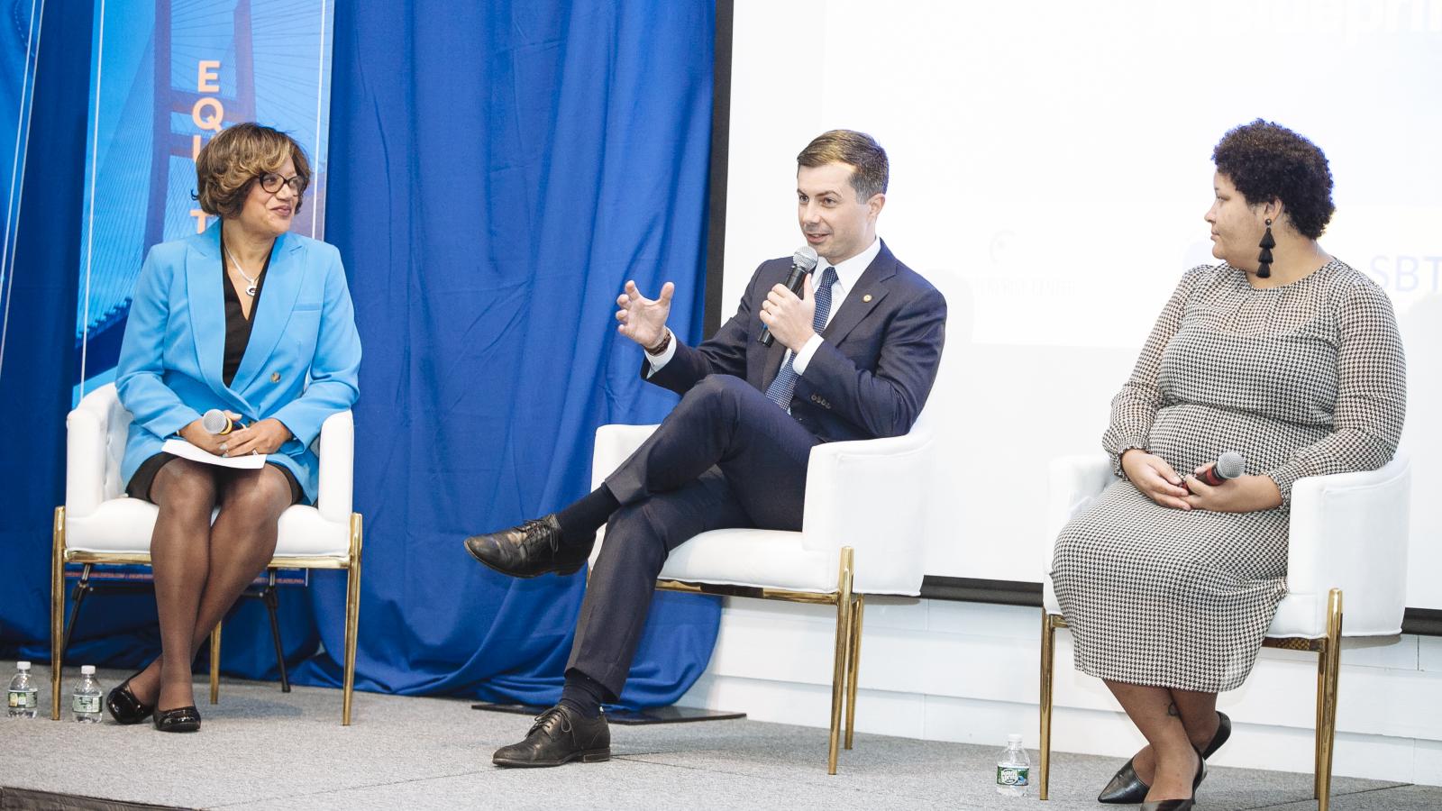 Pete Buttigieg and panelists