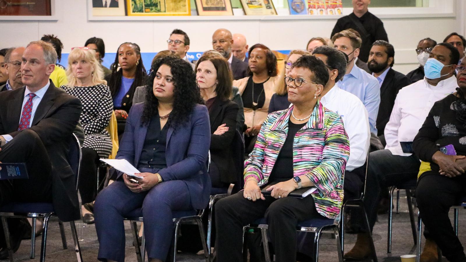 Della Clark and Blessy Thomas in audience at Innovate Capital Growth Fund Launch