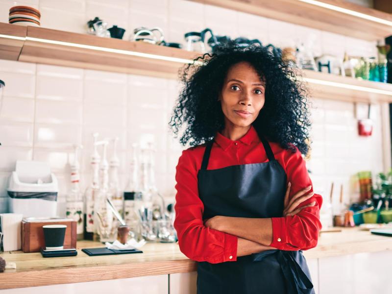 Minority Woman in Commercial Kitchen